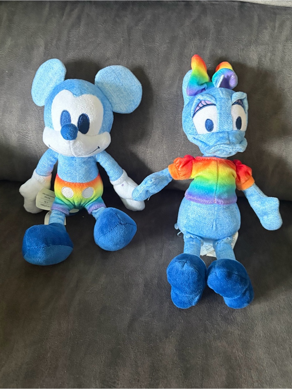 Disney Blue Rainbow Mickey & Daisy Plush Duo